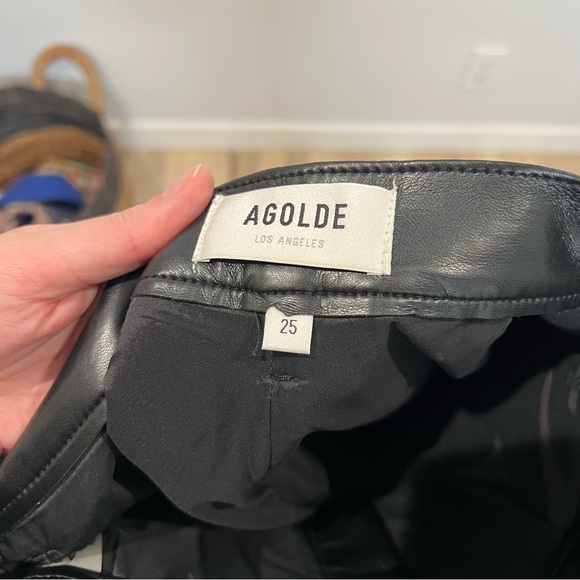 Agolde Recycled Leather Fitted 90's Jeans in Detox - Picture 5 of 8